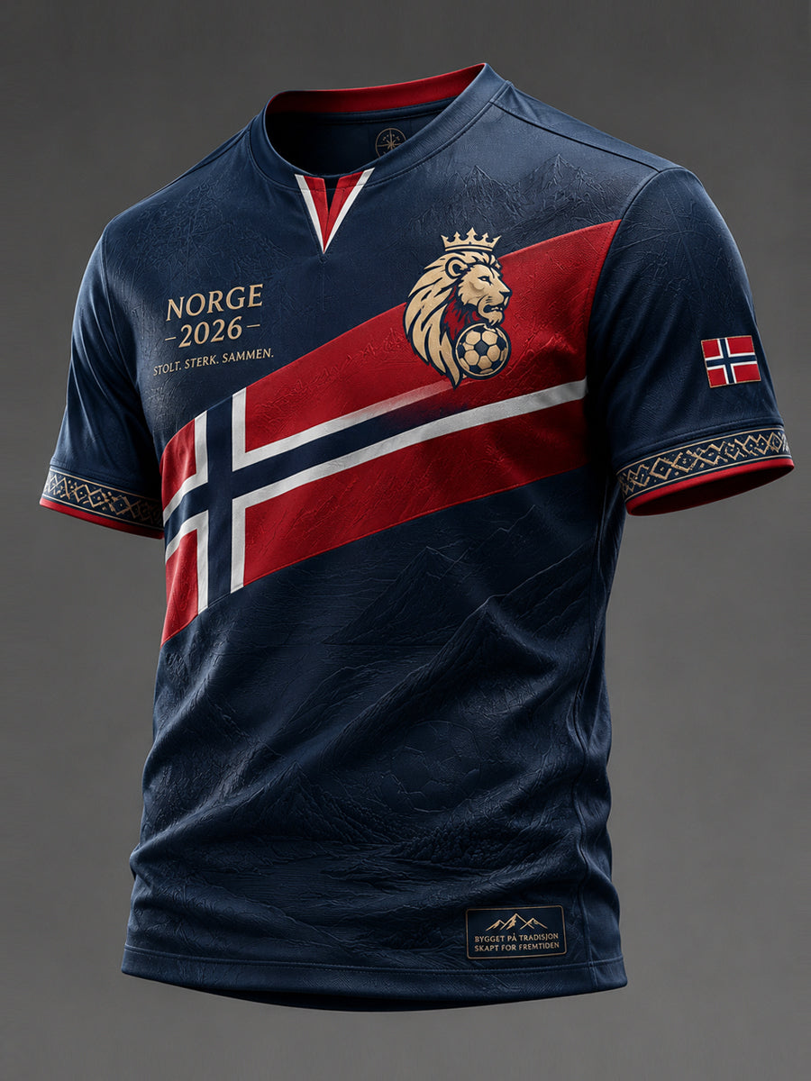 Retro 2026 Norge Fotball Patchwork Fritids-T-skjorte