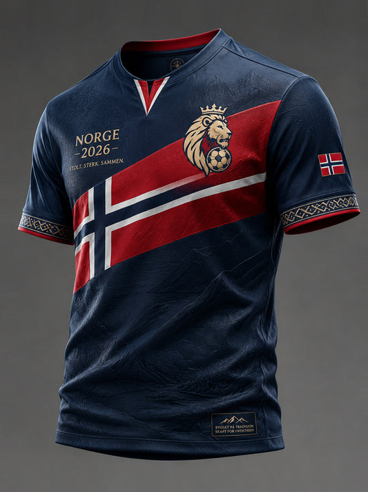 Retro 2026 Norge Fotball Patchwork Fritids-T-skjorte