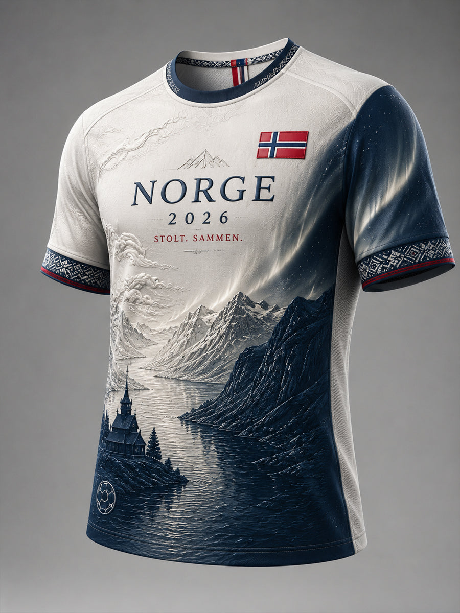 Retro 2026 Norge Fotball Snøfjell Fritids-T-skjorte