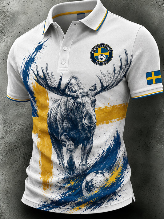 Retro svensk fotbollsfan-konsttryck avslappnad tröja