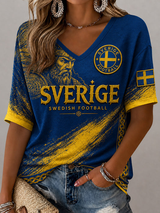 Retro svensk fotbollsfan konsttryck avslappnad topp