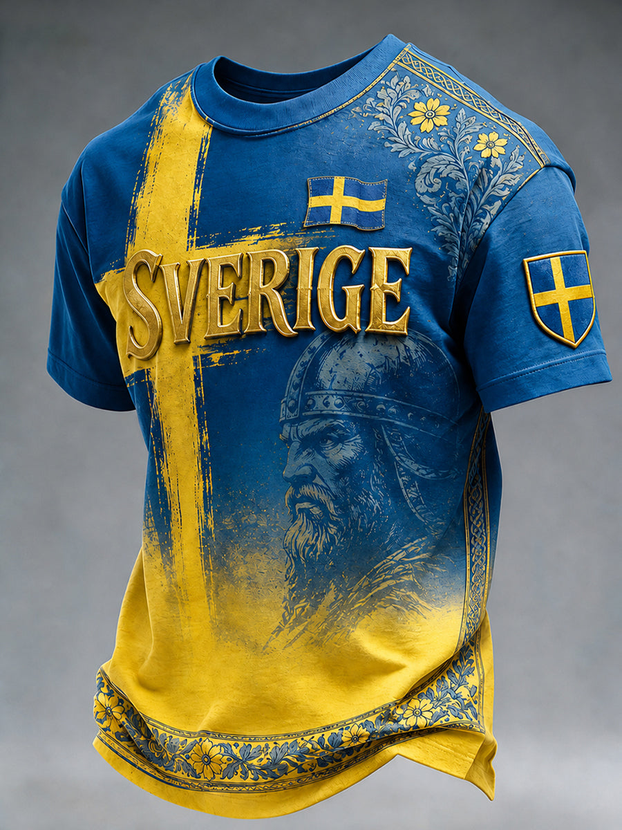 Retro svensk fotbollsfan-konsttryck avslappnad tröja