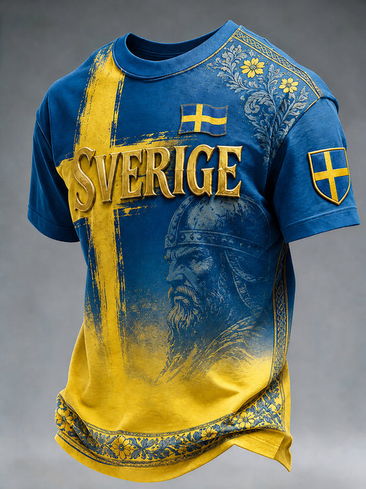 Retro svensk fotbollsfan-konsttryck avslappnad tröja