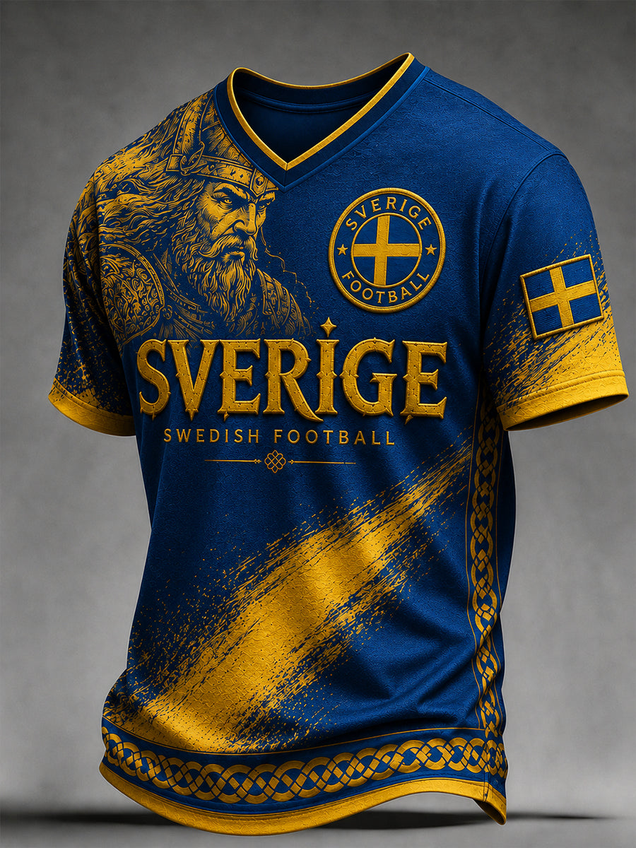 Retro svensk fotbollsfan-konsttryck avslappnad t-shirt