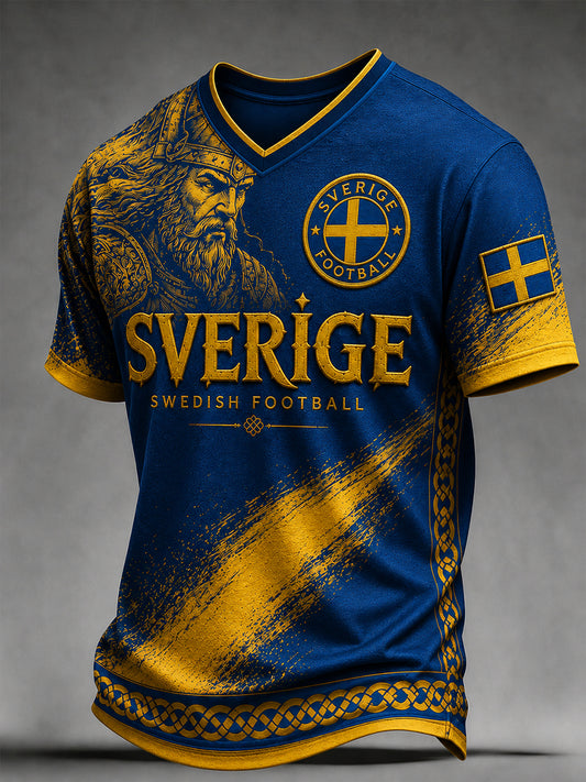 Retro svensk fotbollsfan-konsttryck avslappnad t-shirt