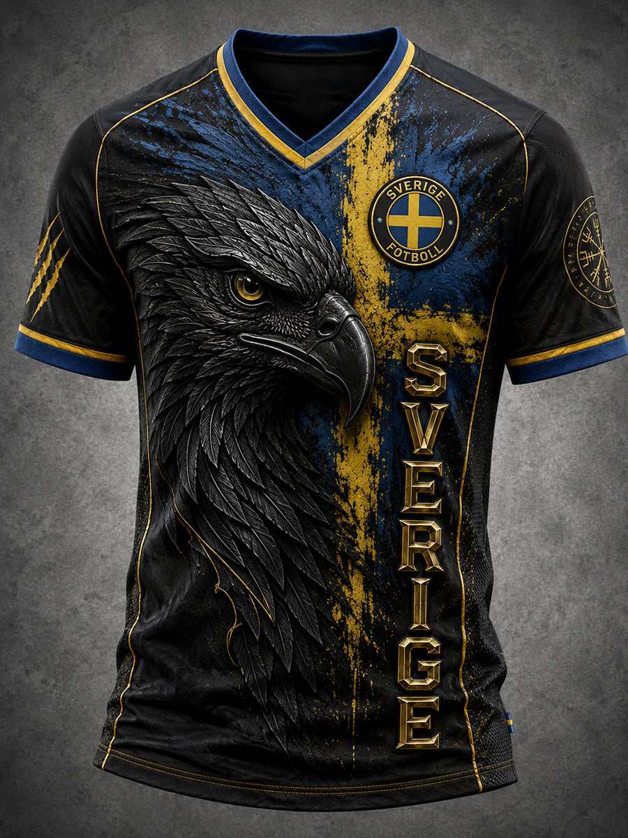 Retro svensk fotbollsfan-konsttryck avslappnad tröja