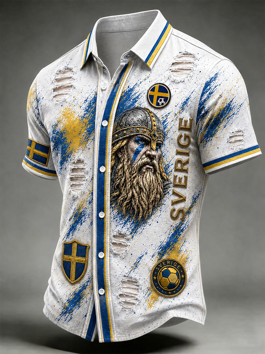 Retro svensk fotbollsfan konsttryck avslappnad tröja