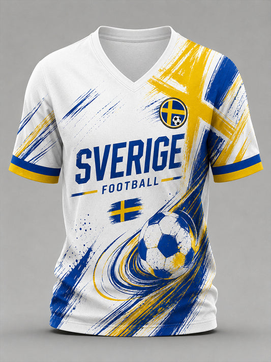 Retro svensk fotbollsfan-konsttryck avslappnad t-shirt