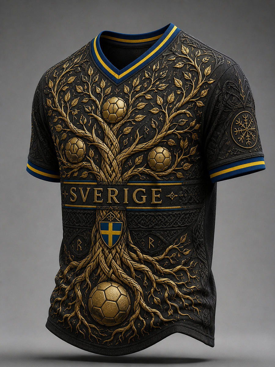 Retro svensk fotbollsfan-konsttryck avslappnad tröja