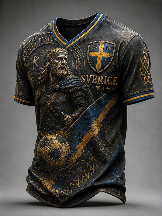 Retro svensk fotbollsfan-konsttryck avslappnad tröja