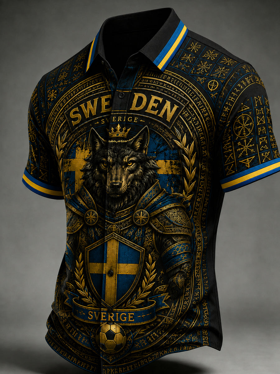 Retro svensk fotbollsfan konsttryck avslappnad tröja