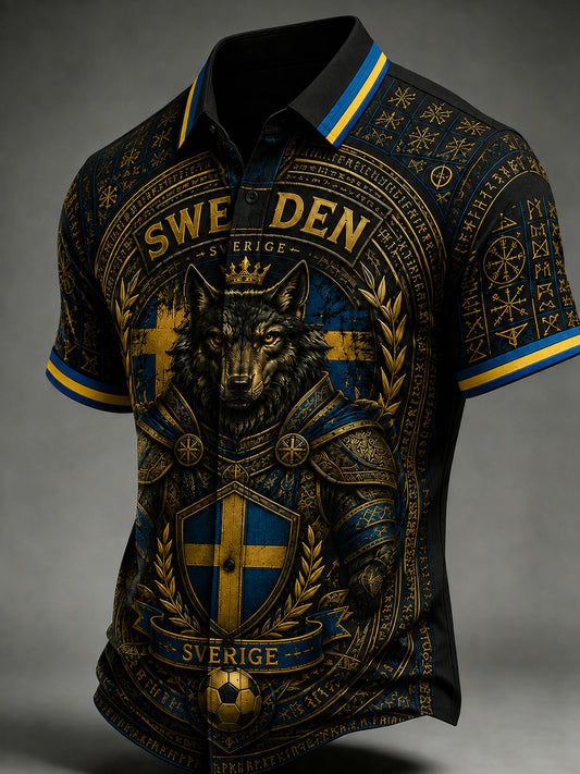 Retro svensk fotbollsfan konsttryck avslappnad tröja