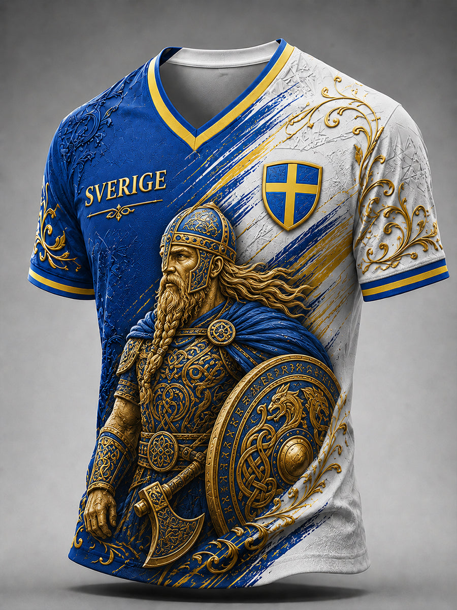 Retro svensk fotbollsfan-konsttryck avslappnade shorts