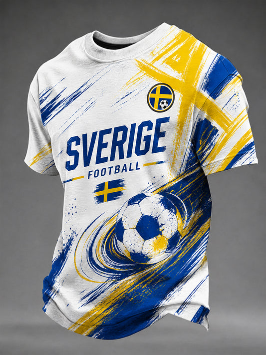 Retro svensk fotbollsfan-konsttryck avslappnad t-shirt
