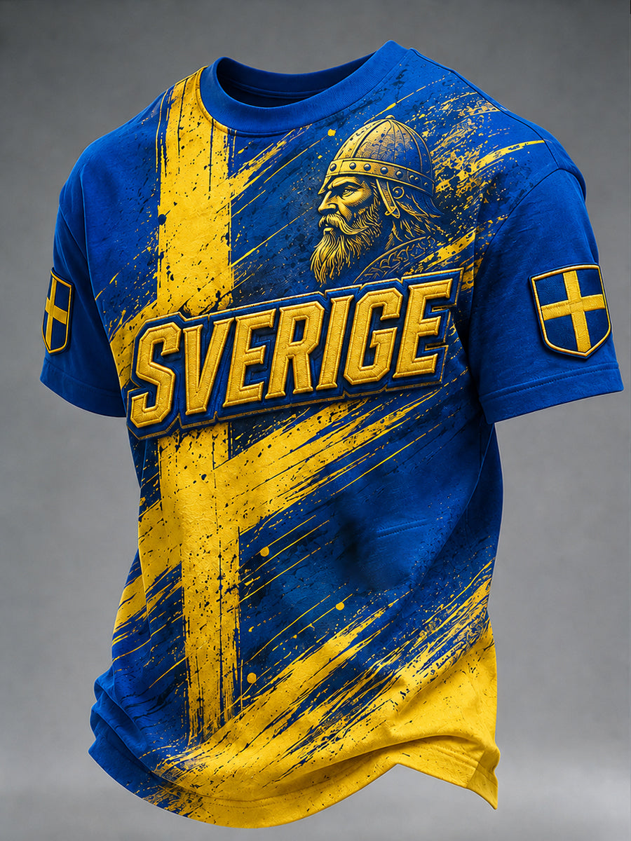 Retro svensk fotbollsfan-konsttryck avslappnad tröja
