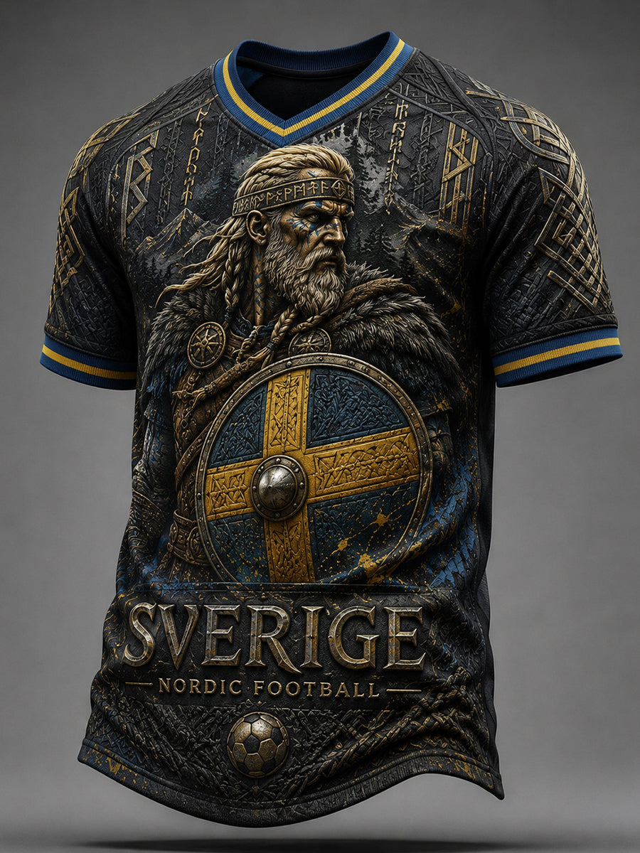 Retro svensk fotbollsfan-konsttryck avslappnad tröja