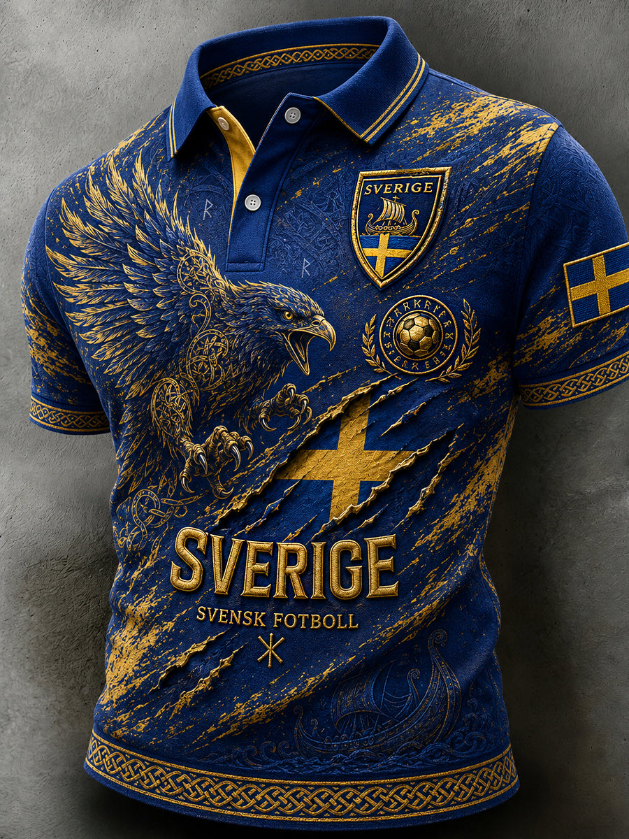 Retro svensk fotbollsfan-konsttryck avslappnad tröja