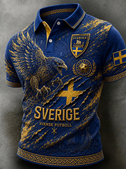 Retro svensk fotbollsfan-konsttryck avslappnad tröja