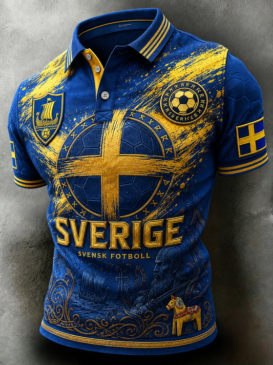 Retro svensk fotbollsfan-konsttryck avslappnad tröja
