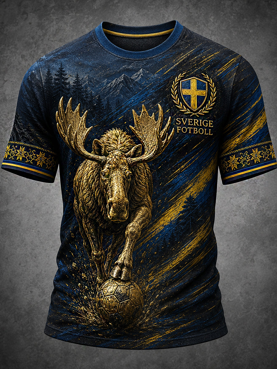 Retro svensk fotbollsfan-konsttryck avslappnad tröja