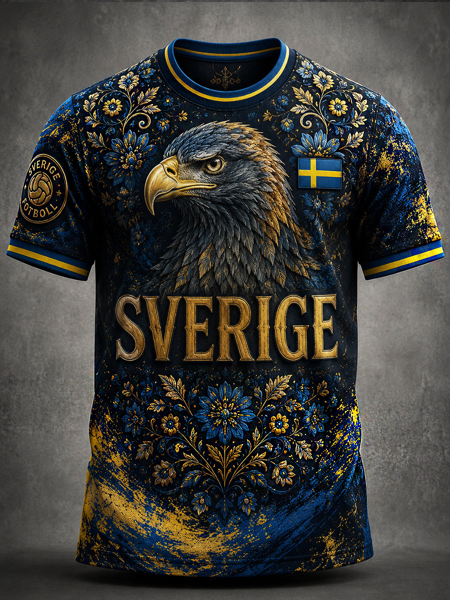 Retro svensk fotbollsfan-konsttryck avslappnad tröja