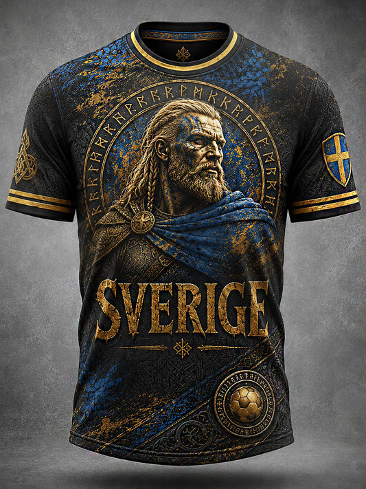 Retro svensk fotbollsfan-konsttryck avslappnad tröja