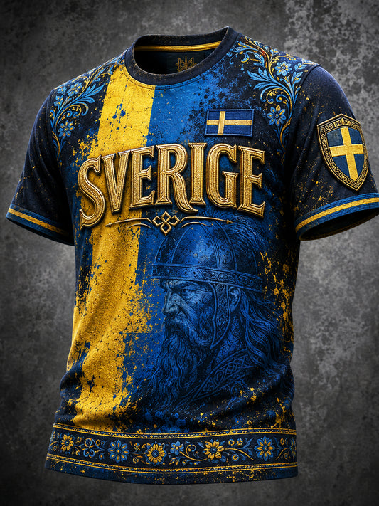 Retro svensk fotbollsfan-konsttryck avslappnad tröja