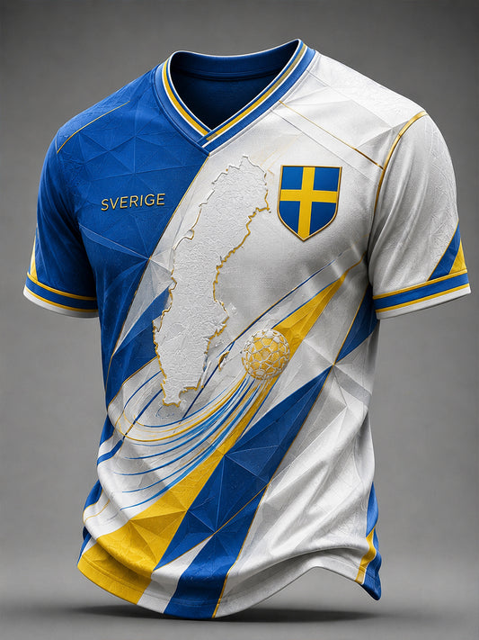 Retro svensk fotbollsfan-konsttryck avslappnad t-shirt