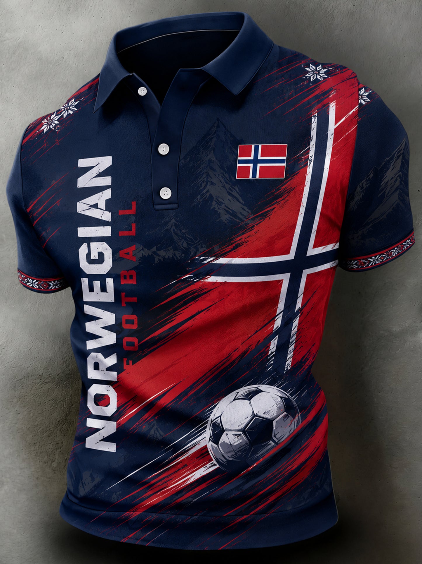 Menns norsk fotballheisningskunsttrykk poloskjorte