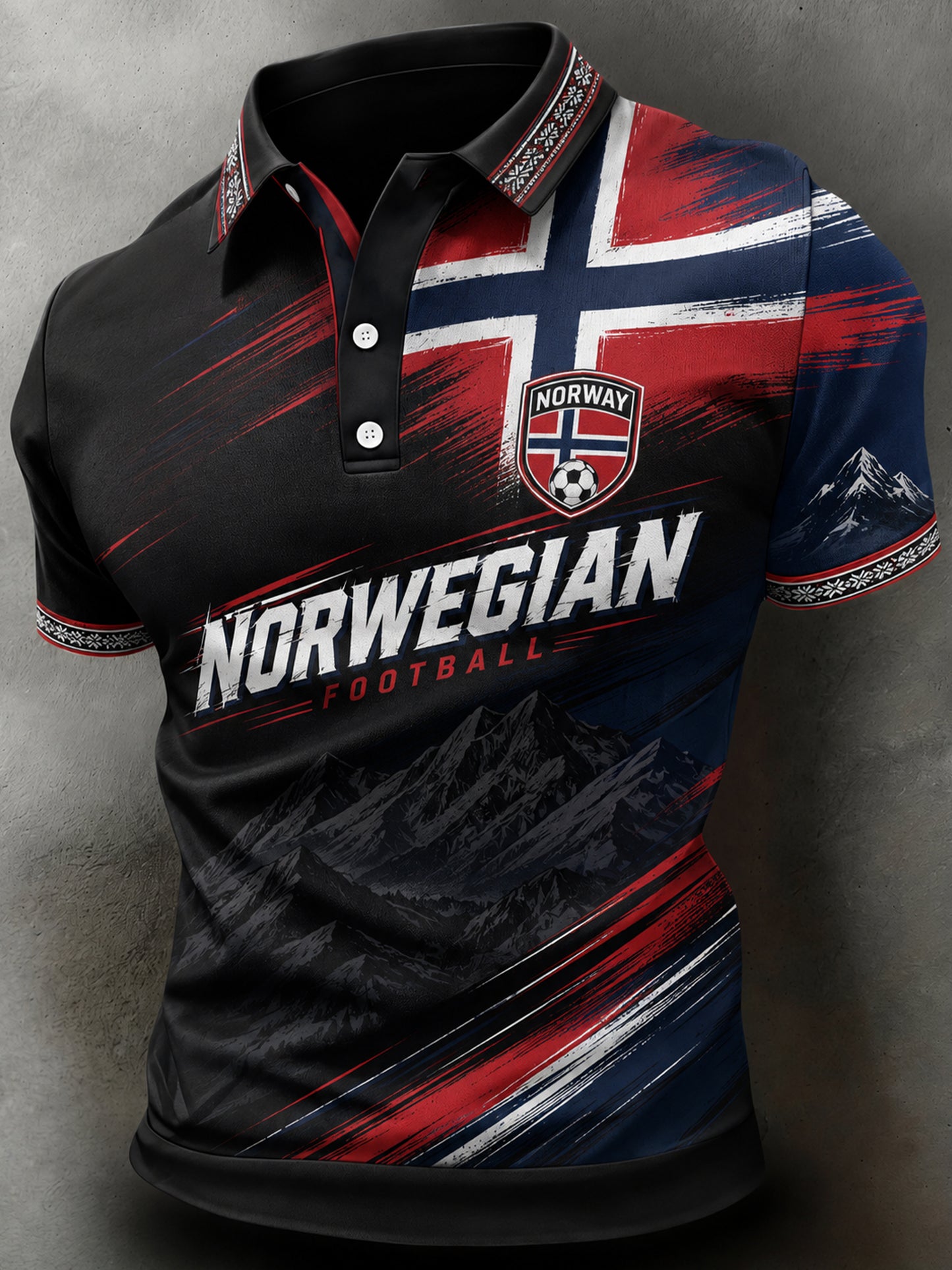 Menns norsk fotballheisningskunsttrykk poloskjorte