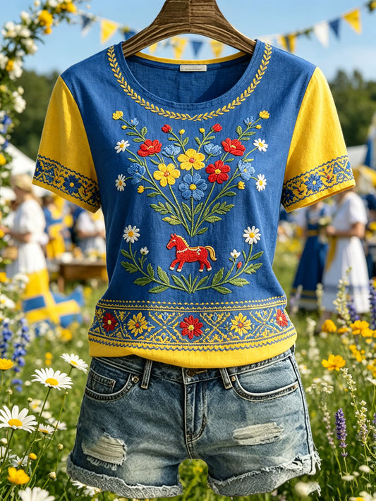 Dammens svenska midsommarminneskonsttryck T-shirt