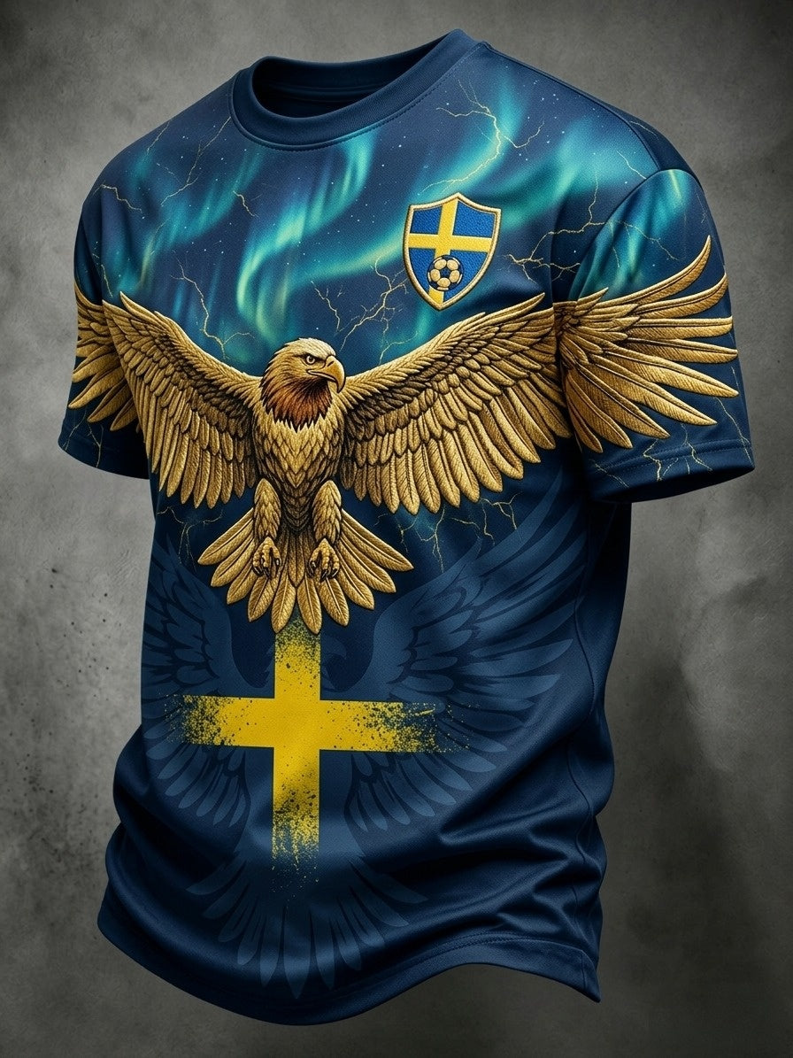 Herrar Retro Sverige Fotbollsläkare 2026 Tryckt T-shirt med korta ärmarna