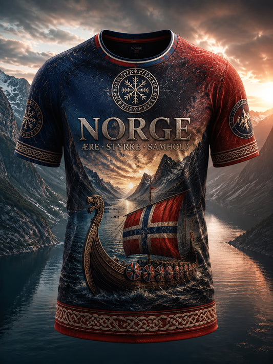 Retro norsk «Framover» fotballavslappet t-skjorte
