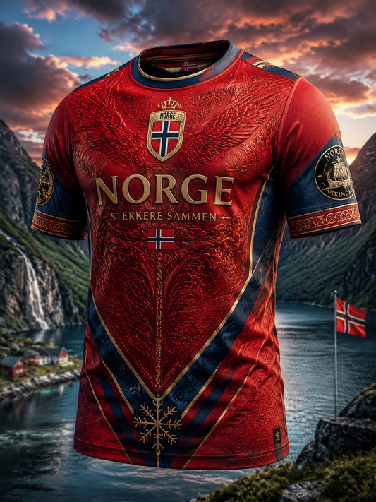 Retro norsk fotballinspirert lappeteppe-fritidstrøye
