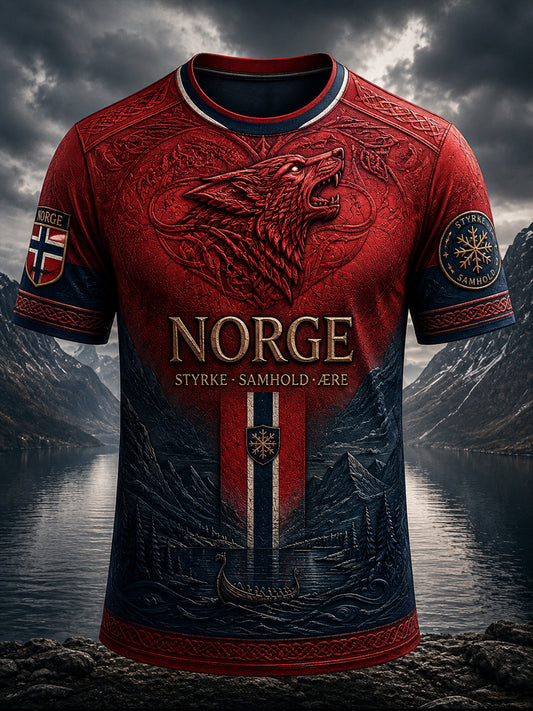 Retro norsk fotball ulvetotem hverdagslig t-skjorte