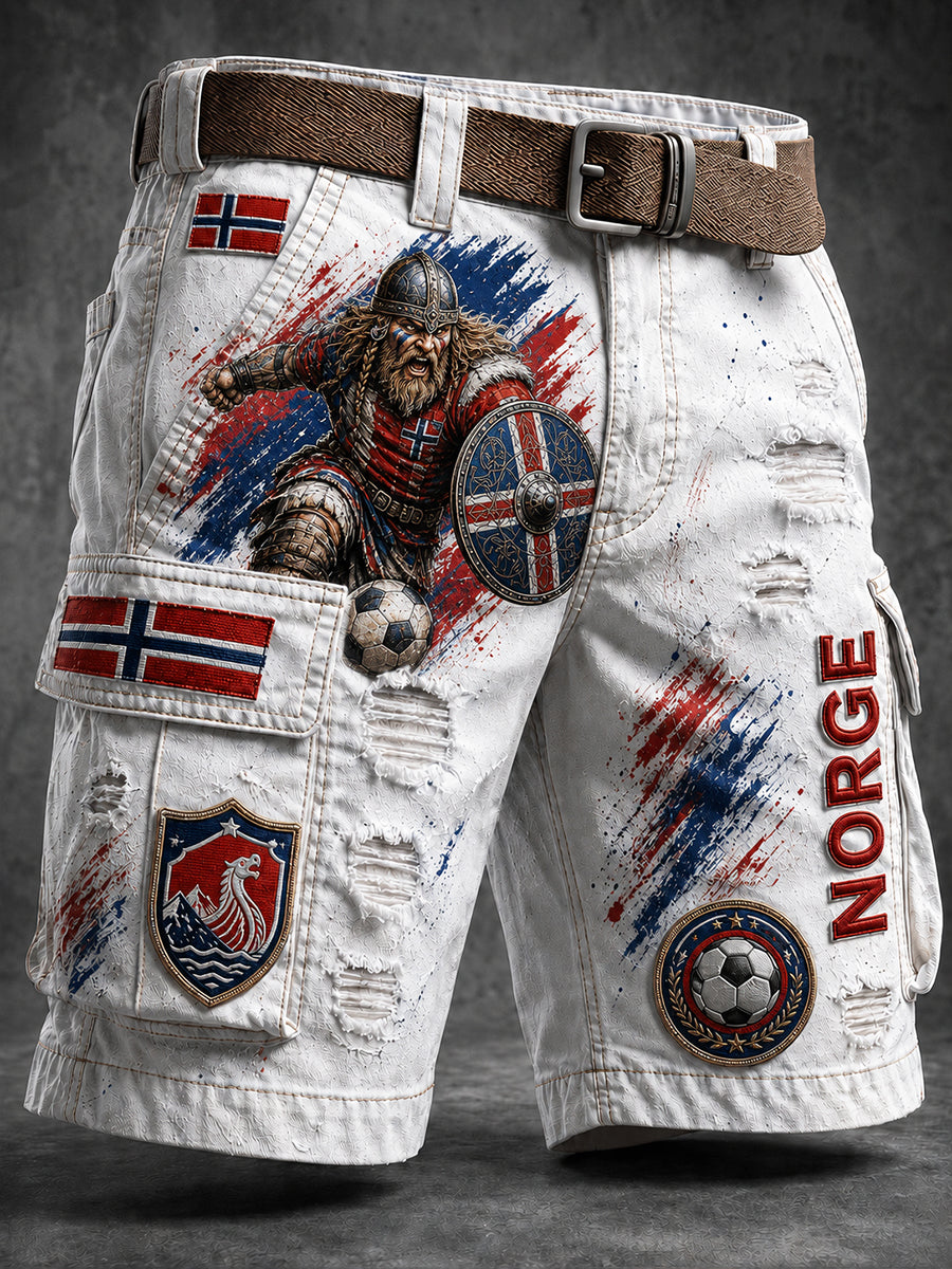 Retro nordisk stil norsk fotballfan-kunsttrykk hverdagsbukser