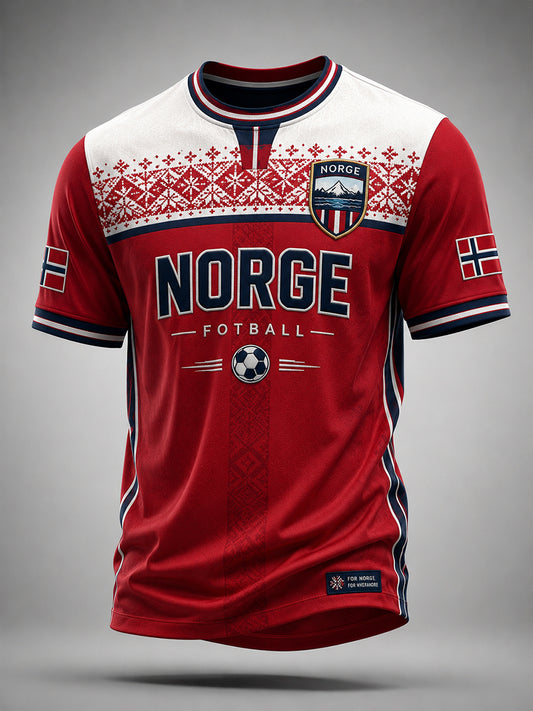 Retro nordisk stil norsk fotballfan kunsttrykk avslappet t-skjorte
