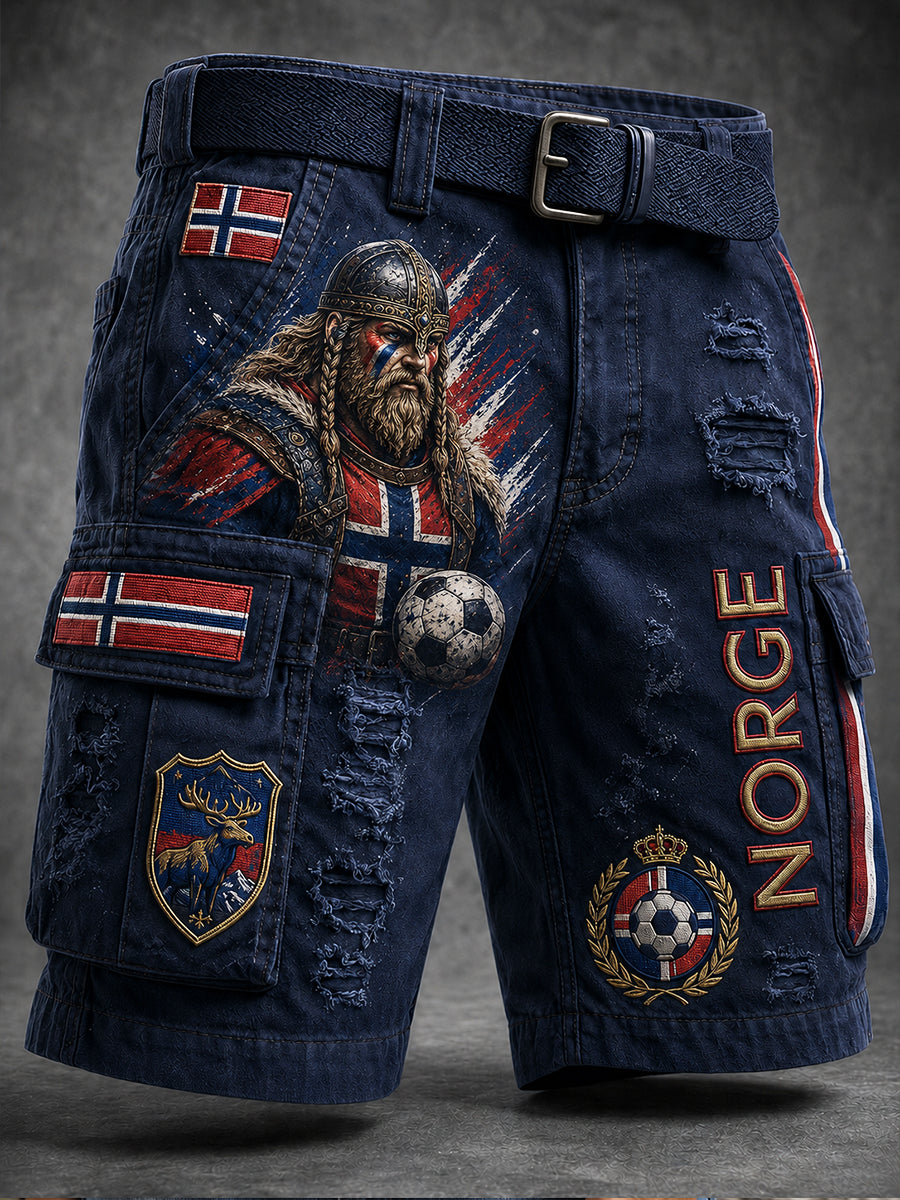 Retro nordisk stil norsk fotballfan-kunsttrykk hverdagsbukser