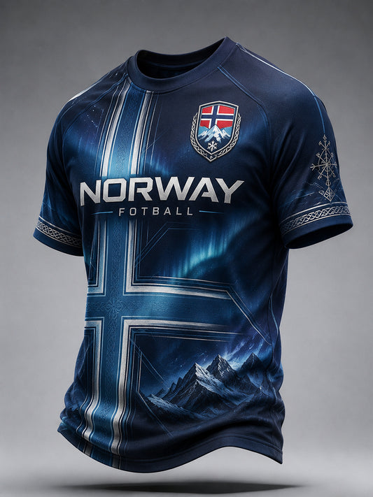 Herre-Viking-fotballtrykk T-skjorte med korte ermer