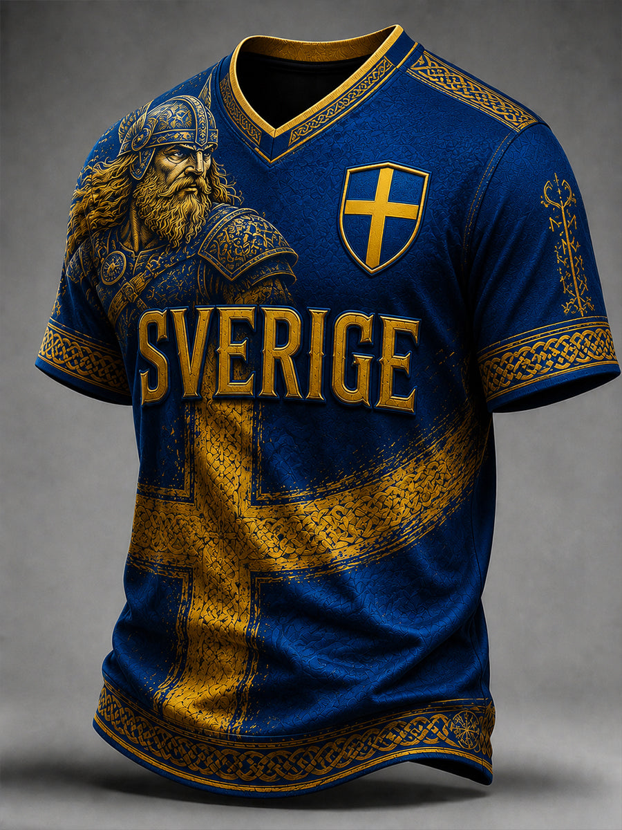 Retro svensk fotbollsfan-konsttryck avslappnad t-shirt