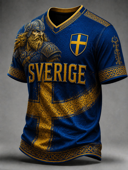 Retro svensk fotbollsfan-konsttryck avslappnad t-shirt