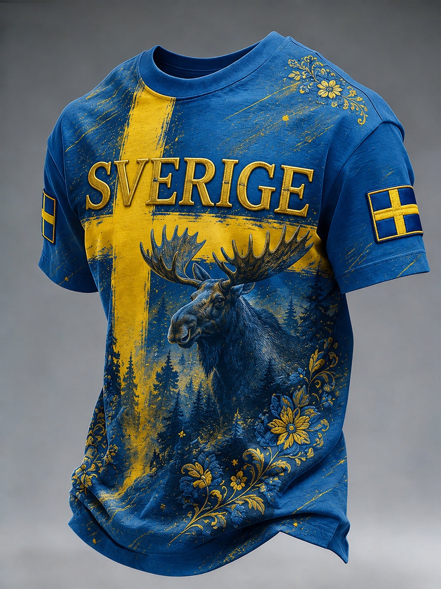 Retro svensk fotbollsfan-konsttryck avslappnad t-shirt