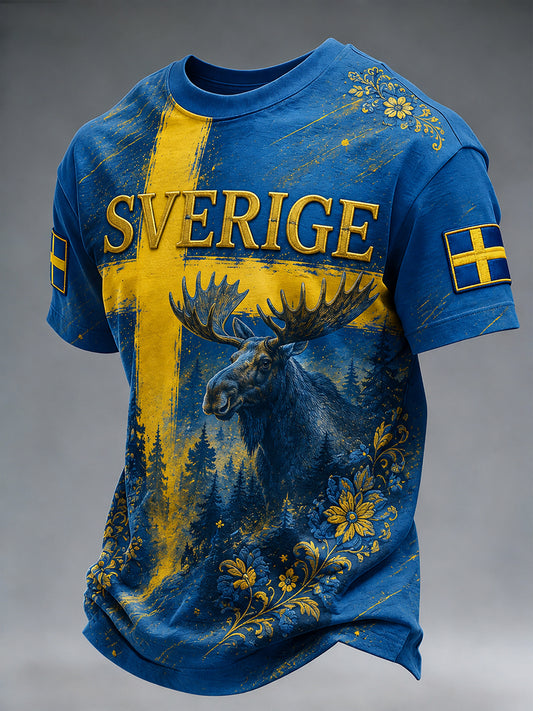 Retro svensk fotbollsfan-konsttryck avslappnad t-shirt
