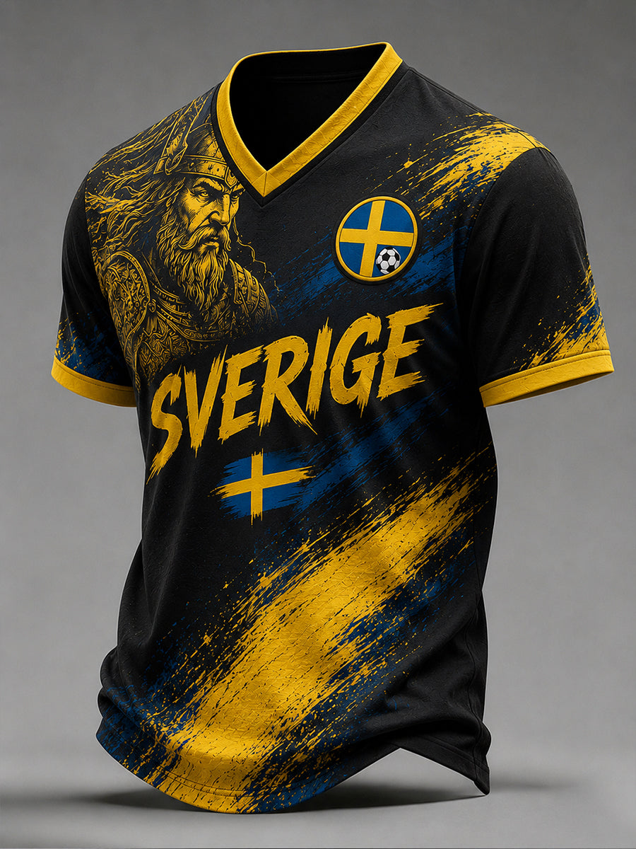 Retro svensk fotbollsfan-konsttryck avslappnad t-shirt