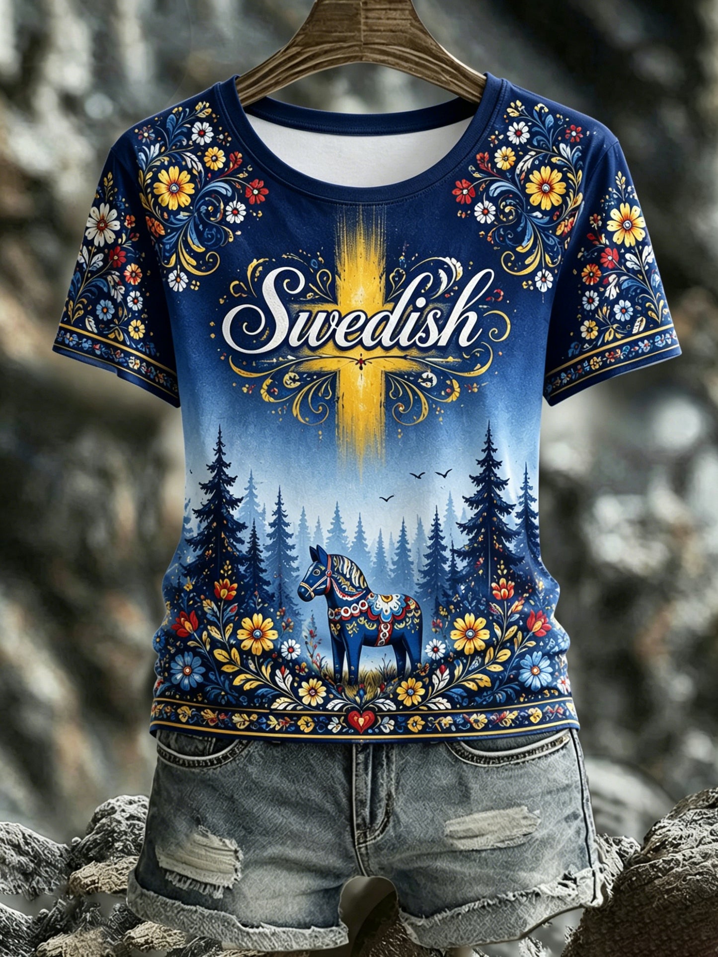 Dammens svenska midsommarminneskonsttryck T-shirt