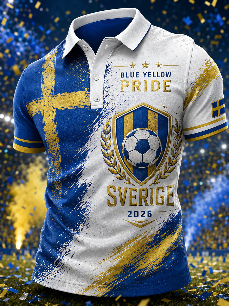 Retro svensk fotbollsfan-konsttryck avslappnad tröja