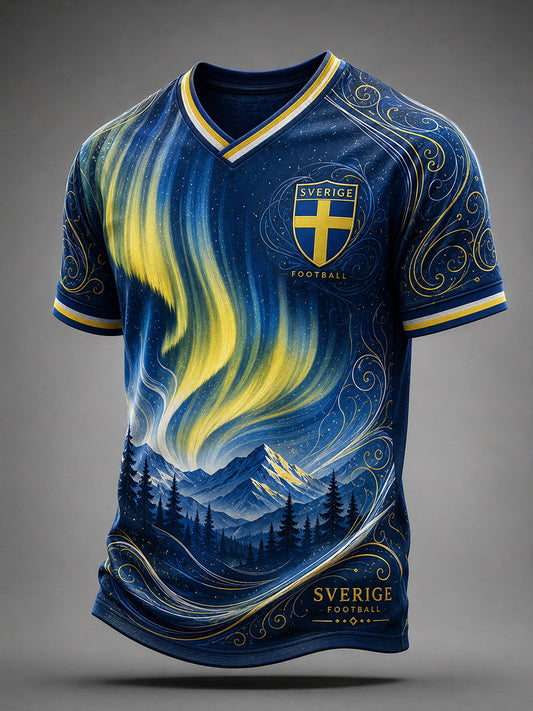 Retro svensk fotbollsfan-konsttryck avslappnad tröja