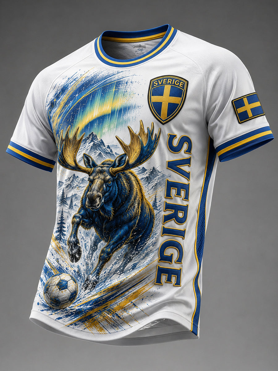 Retro svensk fotbollsfan-konsttryck avslappnad tröja
