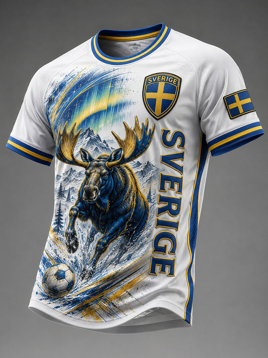 Retro svensk fotbollsfan-konsttryck avslappnad tröja
