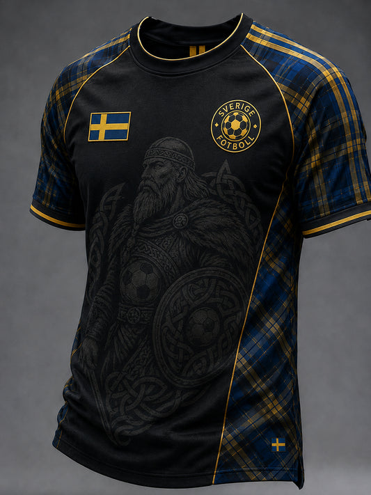 Retro svensk fotbollsfan-konsttryck avslappnad tröja